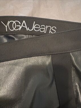 Javascript Side Panel Yoga Jeans | Pants & Jumpsuits | Yoga Jeans Faux Leather Black Leggings ...